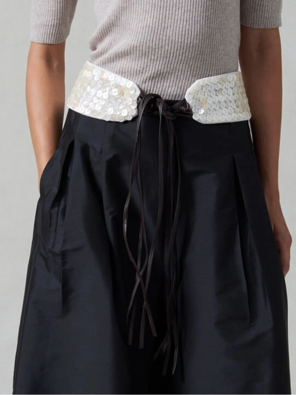 NWT Chan Luu Ultra Wide Waist Belt Shell Button